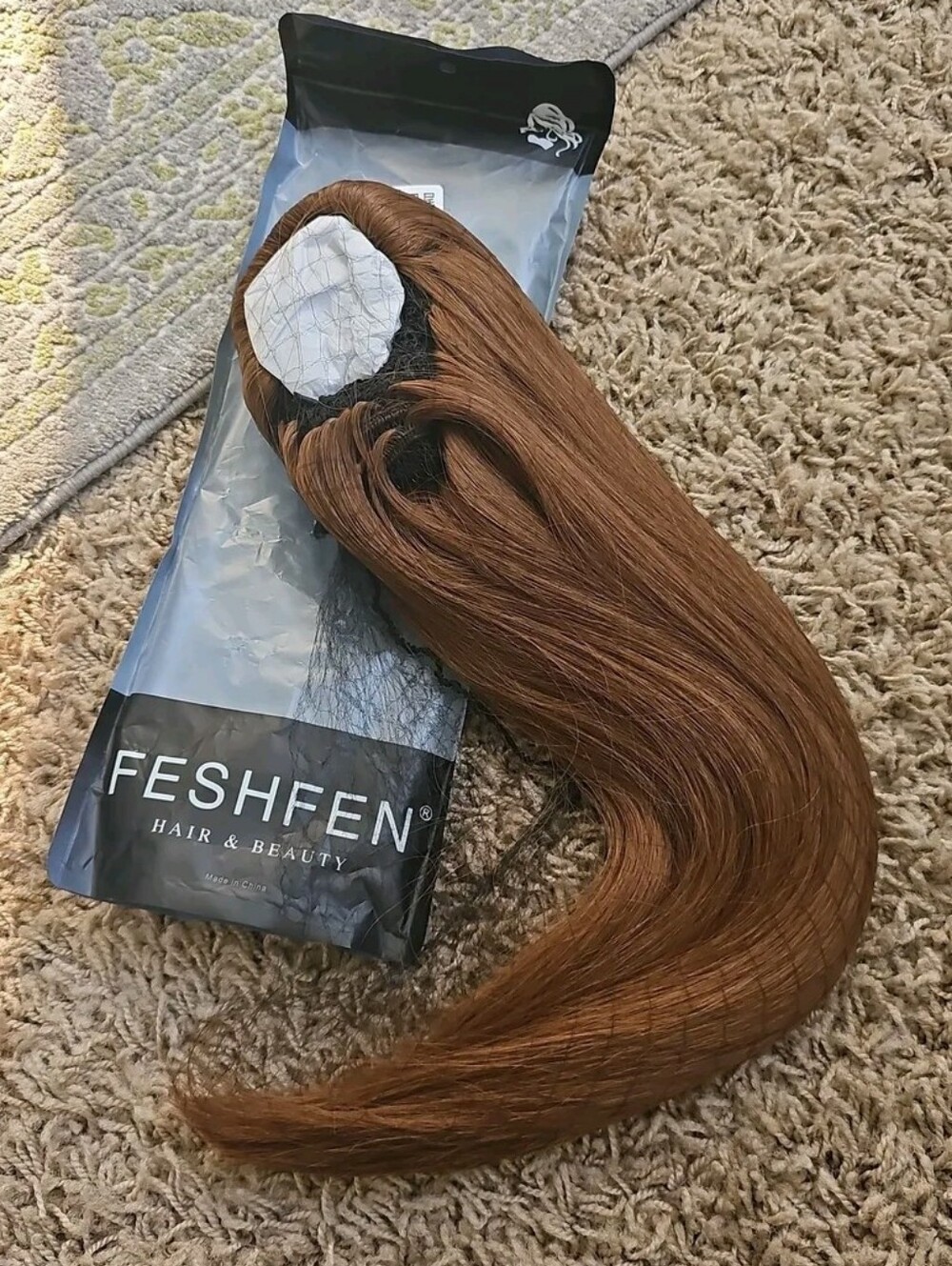 New FESHFEN Synthetic Hair Ponytail Extension 16 inch Auburn